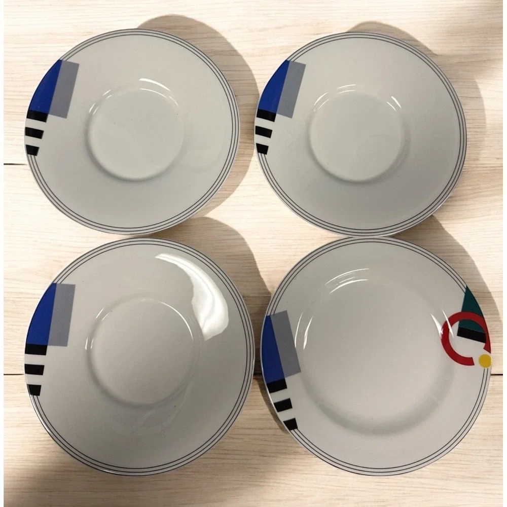 Set of 4 Mikasa Maxima HIGH SPIRITS Super Strong China Saucers 6.5